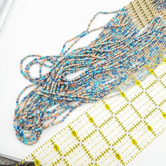 Multicolor Beaded Strand Necklace with Gold Accents Made in‎ India - Picture 5 of 10